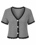 Striped Lace Trim Knit Top WHD0606413
