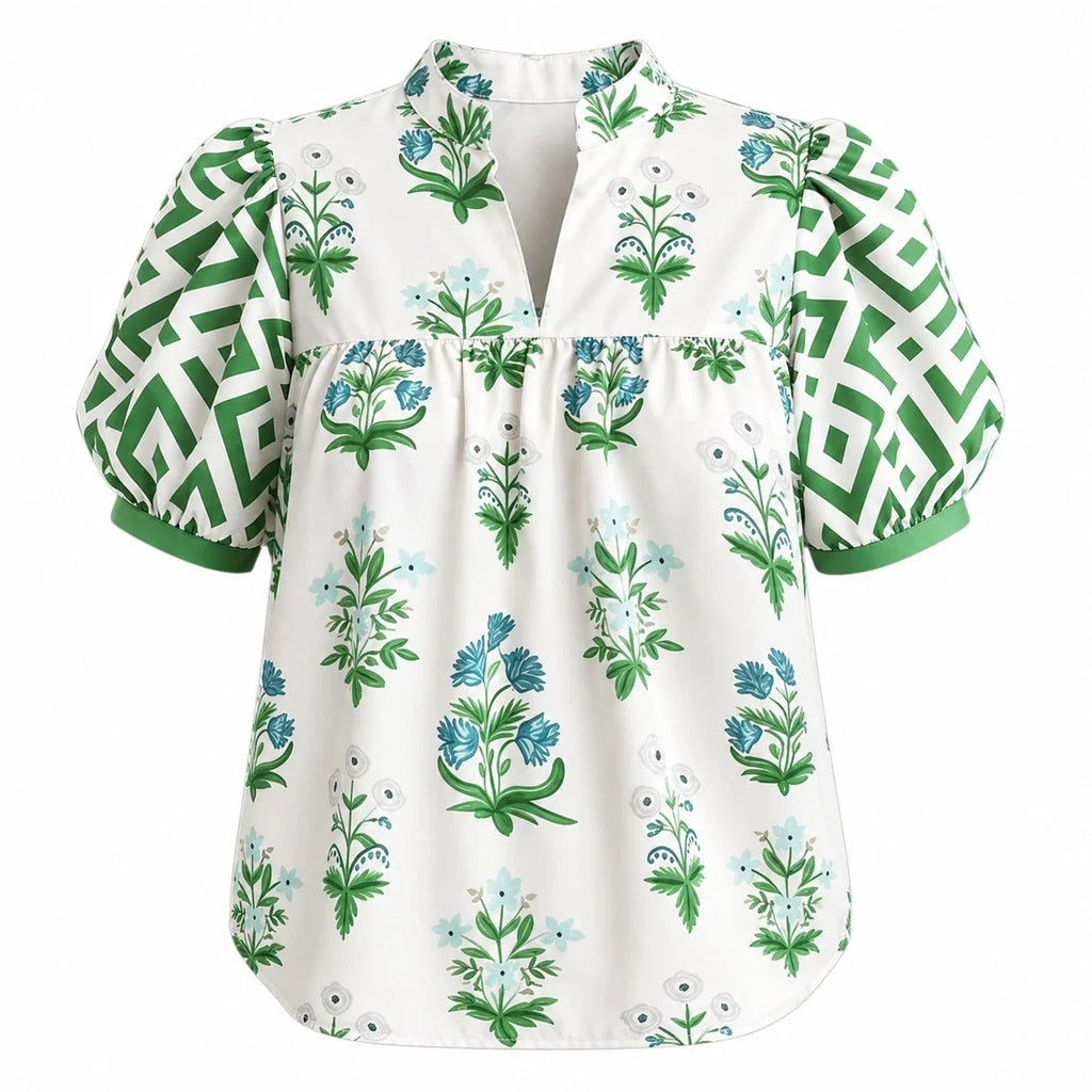 Botanical Puff Sleeve Blouse WHD0606415