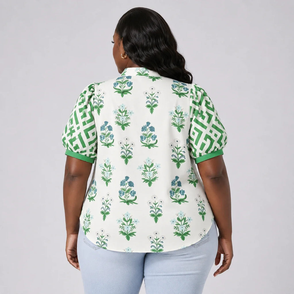Botanical Puff Sleeve Blouse WHD0606415
