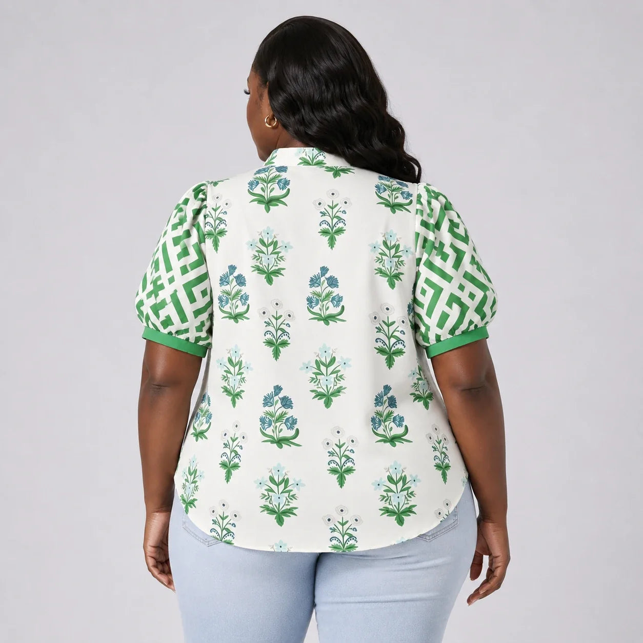 Botanical Puff Sleeve Blouse WHD0606415