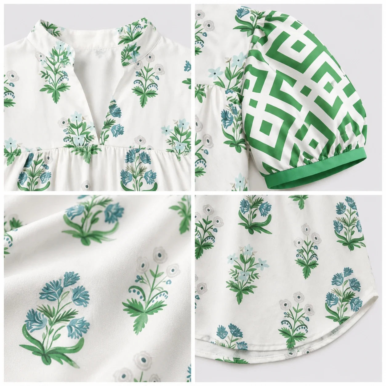 Botanical Puff Sleeve Blouse WHD0606415