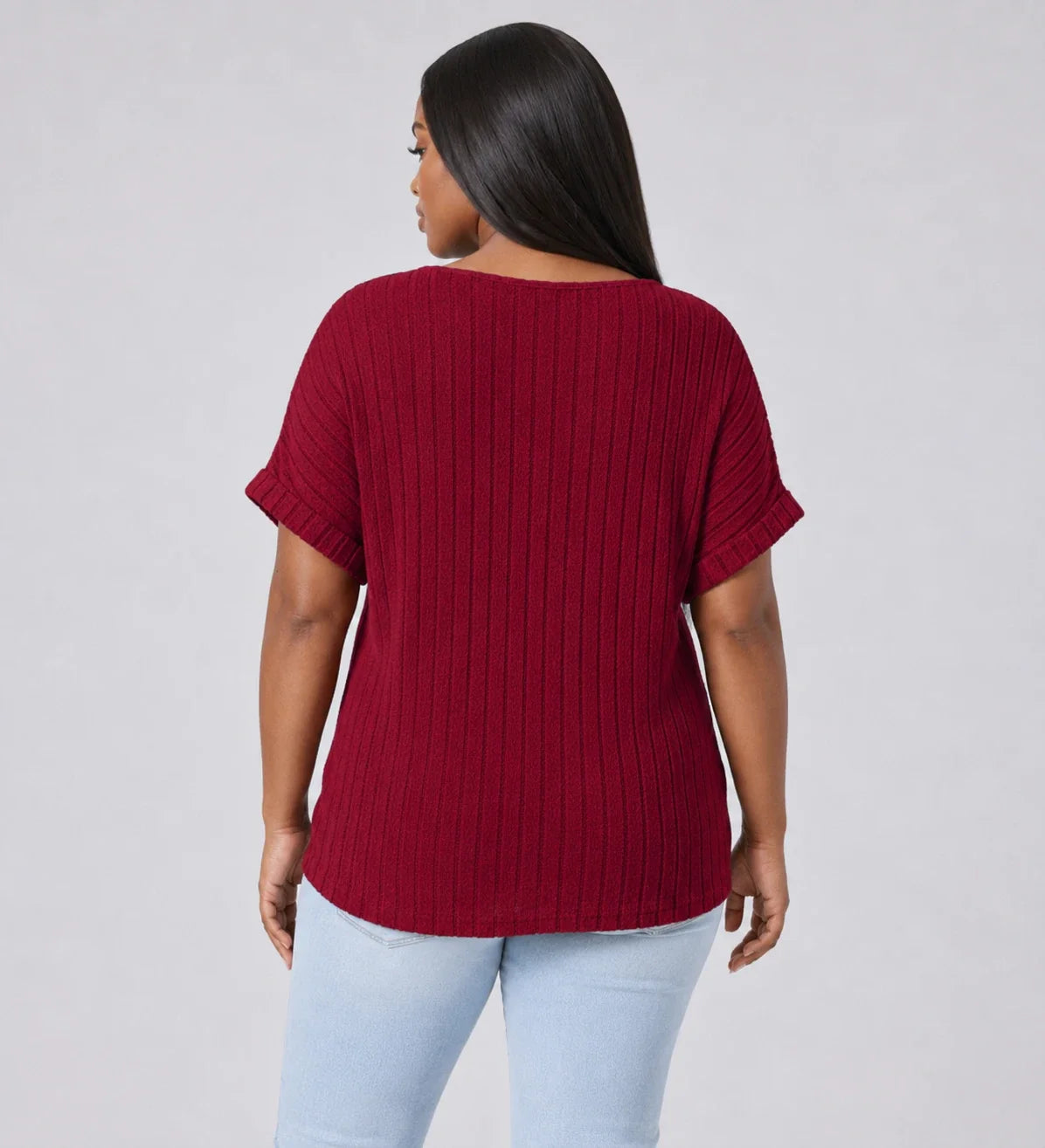 Ribbed Half-Zip Short Sleeve Top WHD0606416