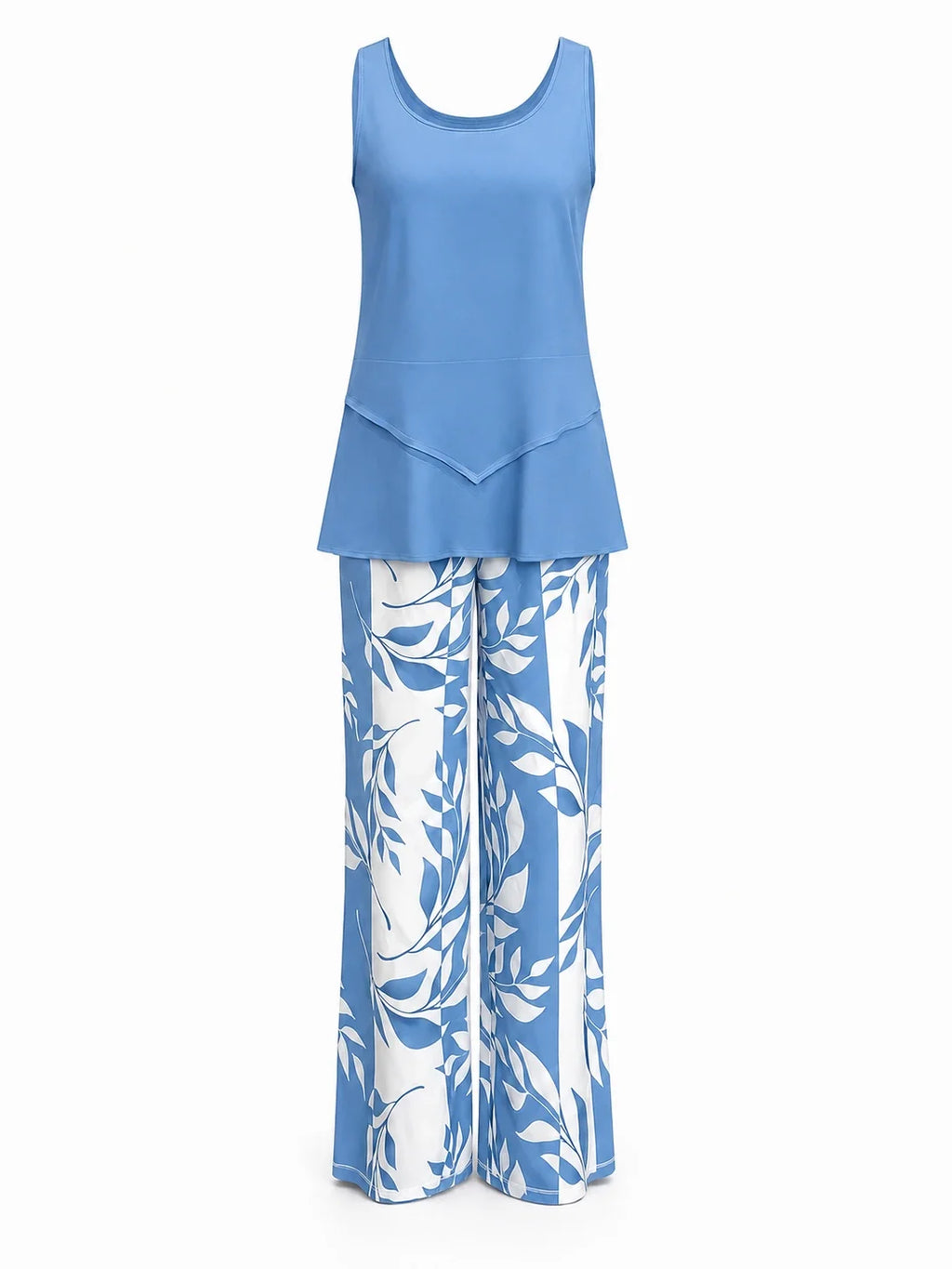 Leaf Print Wide Leg Jumpsuit WHD0606417