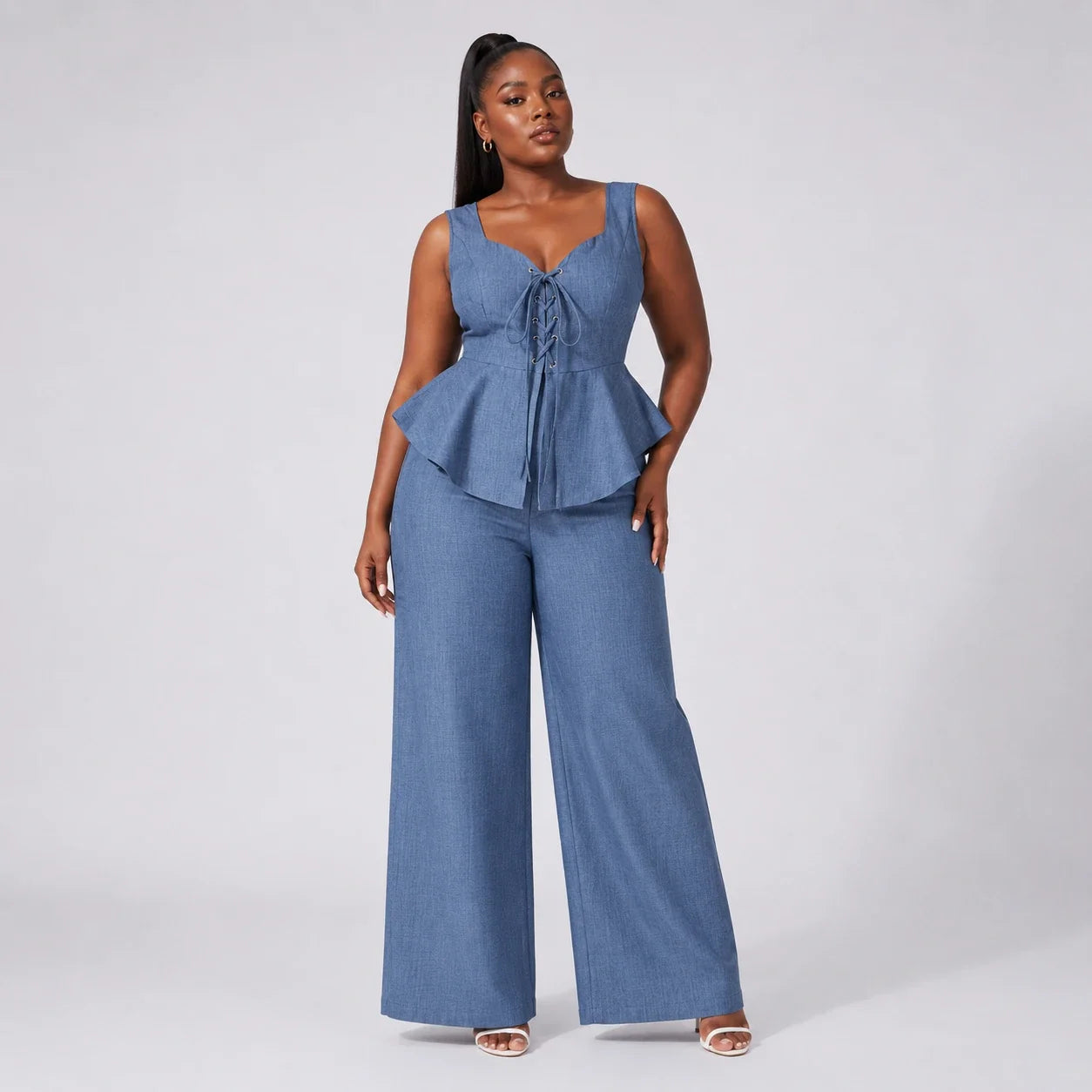 Lace-Up Peplum Pant Set WHD0606419