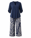 Chevron Wide Leg Pants Set WHD0606422