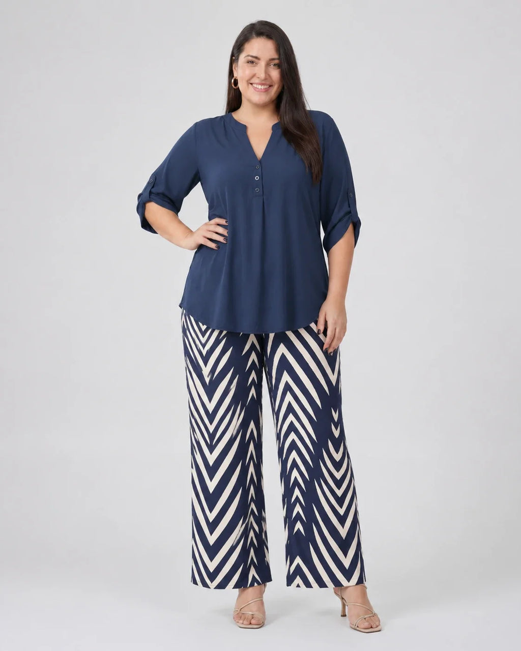 Chevron Wide Leg Pants Set WHD0606422