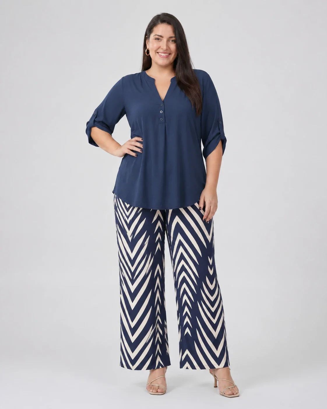 Chevron Wide Leg Pants Set WHD0606422