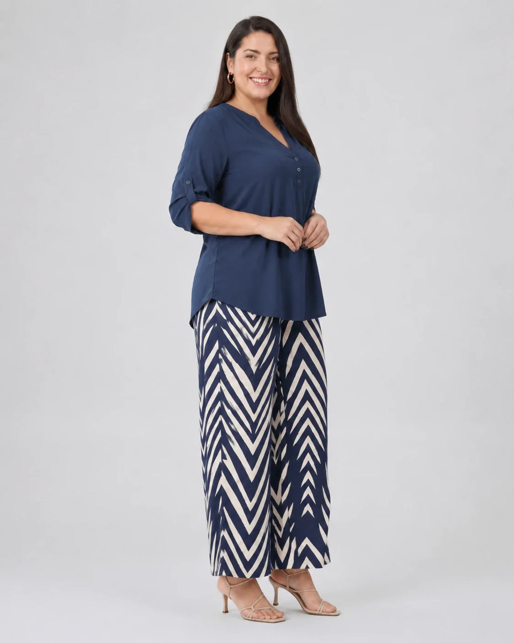 Chevron Wide Leg Pants Set WHD0606422