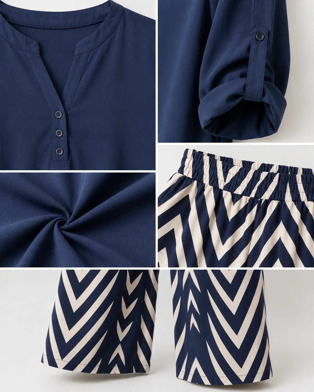 Chevron Wide Leg Pants Set WHD0606422