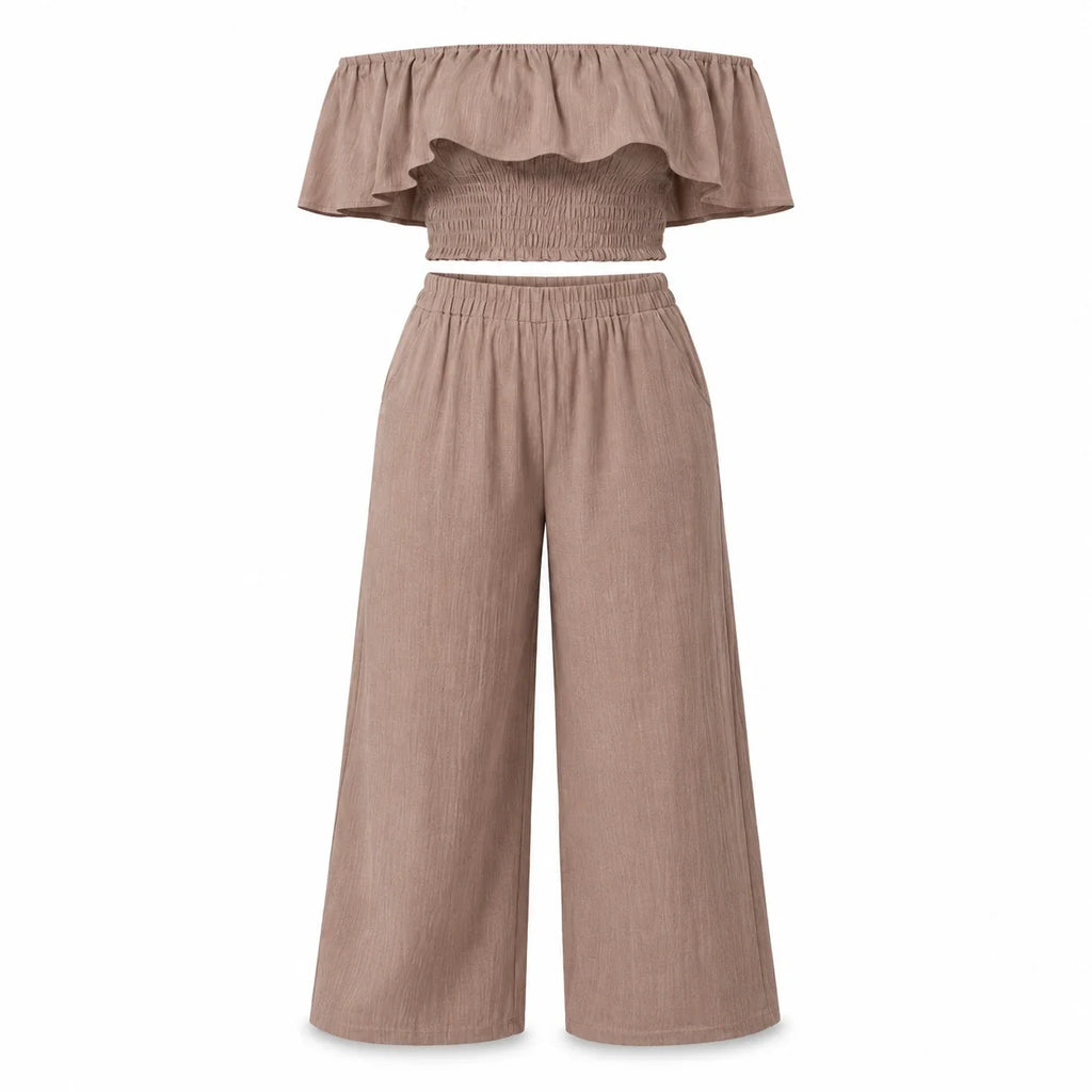 Off-Shoulder Wide Leg Set WHD0606423