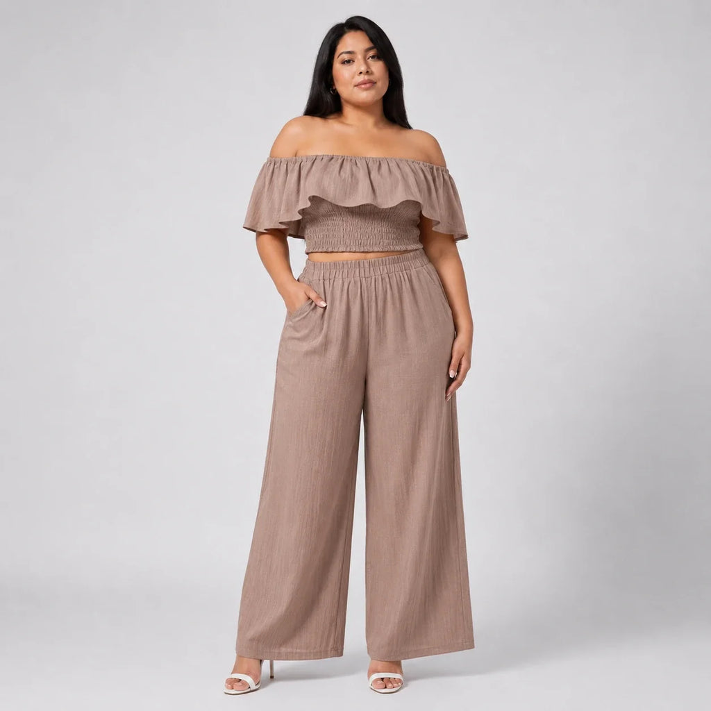 Off-Shoulder Wide Leg Set WHD0606423