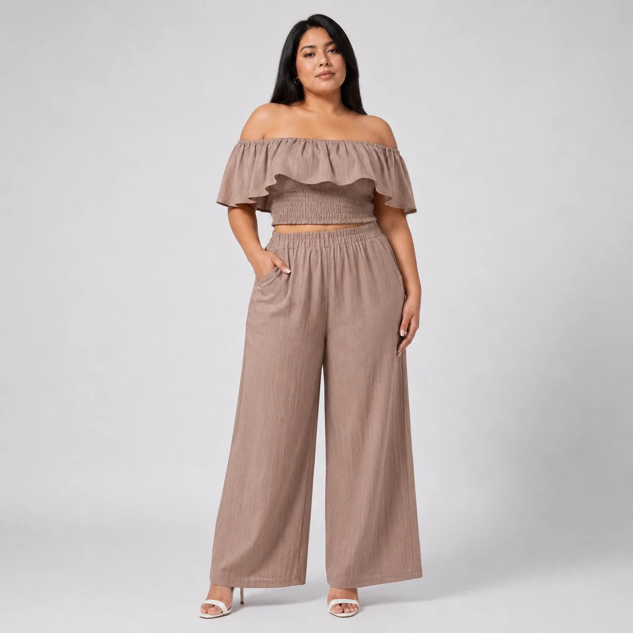Off-Shoulder Wide Leg Set WHD0606423