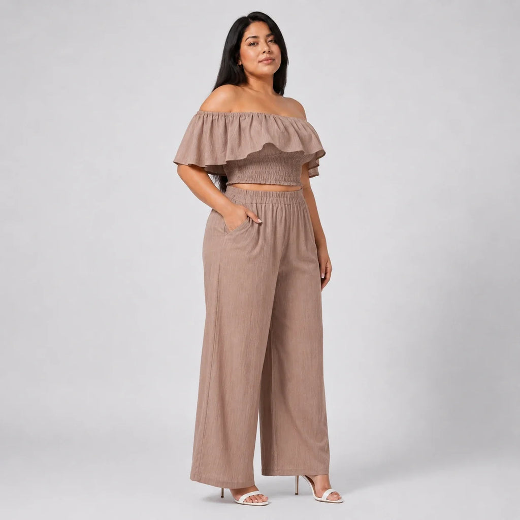 Off-Shoulder Wide Leg Set WHD0606423