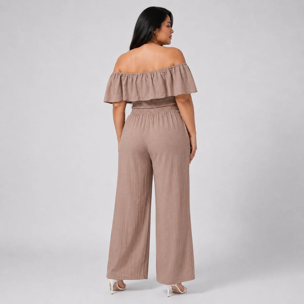 Off-Shoulder Wide Leg Set WHD0606423