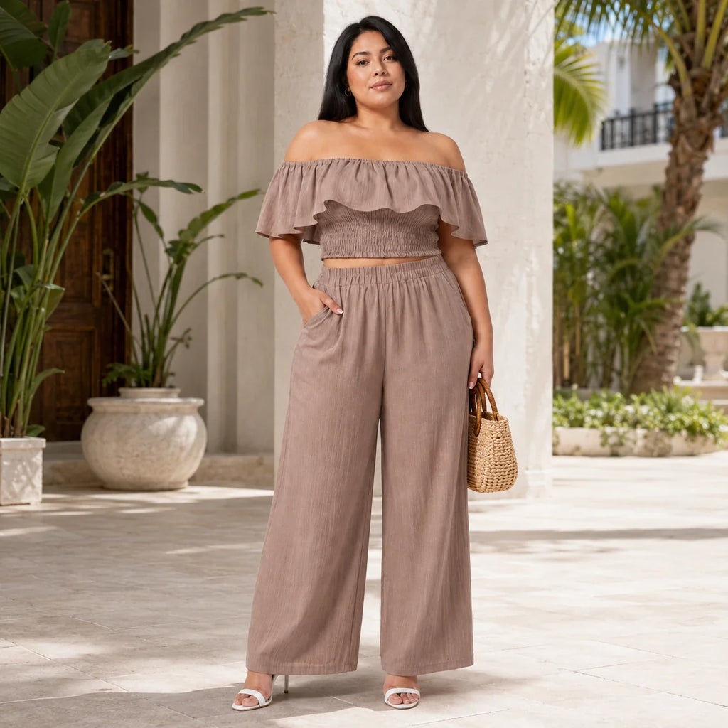 Off-Shoulder Wide Leg Set WHD0606423