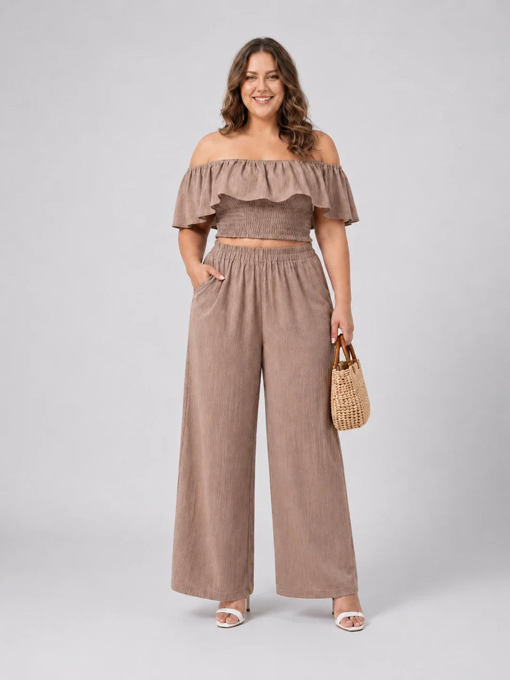 Off-Shoulder Wide Leg Set WHD0606423