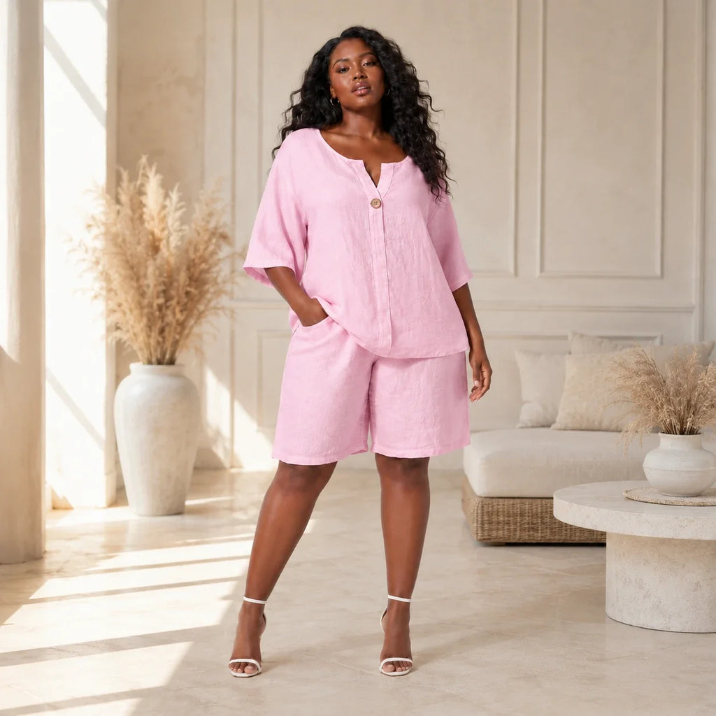 Linen-Look Short Set WHD0606425