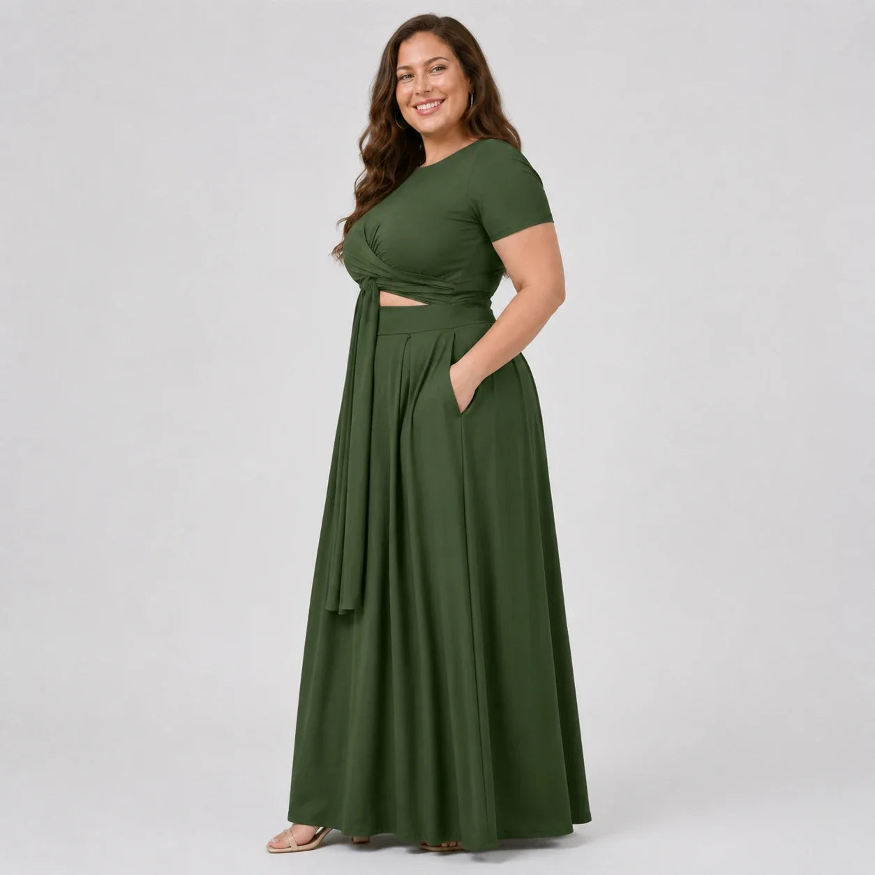 Twist Front Maxi Skirt Set WHD0606426