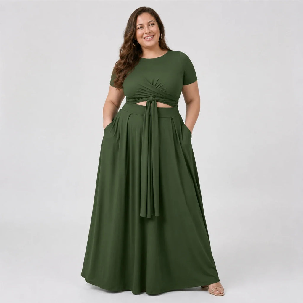 Twist Front Maxi Skirt Set WHD0606426
