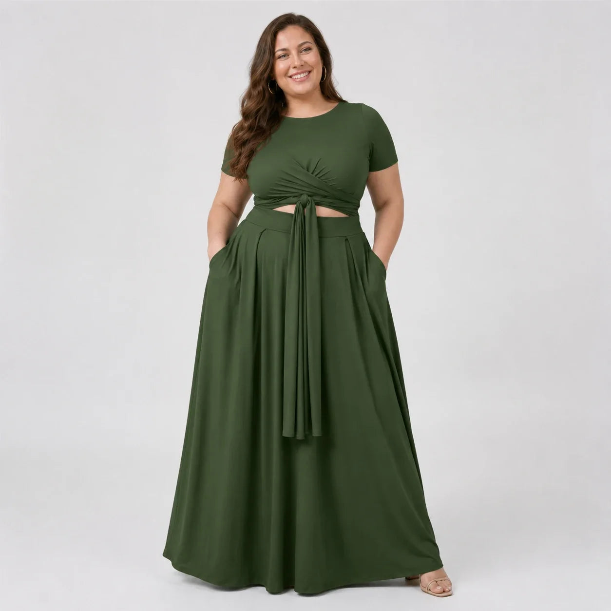 Twist Front Maxi Skirt Set WHD0606426