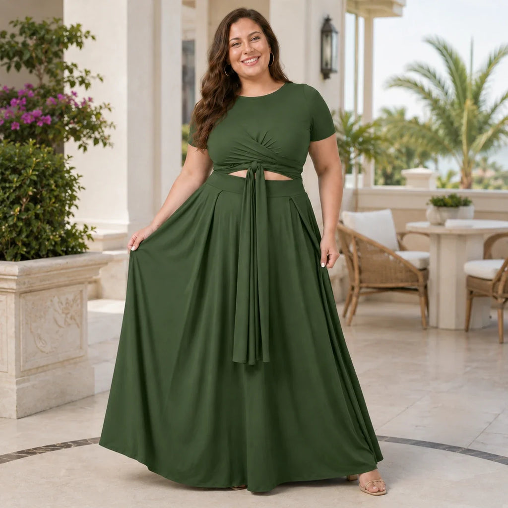 Twist Front Maxi Skirt Set WHD0606426