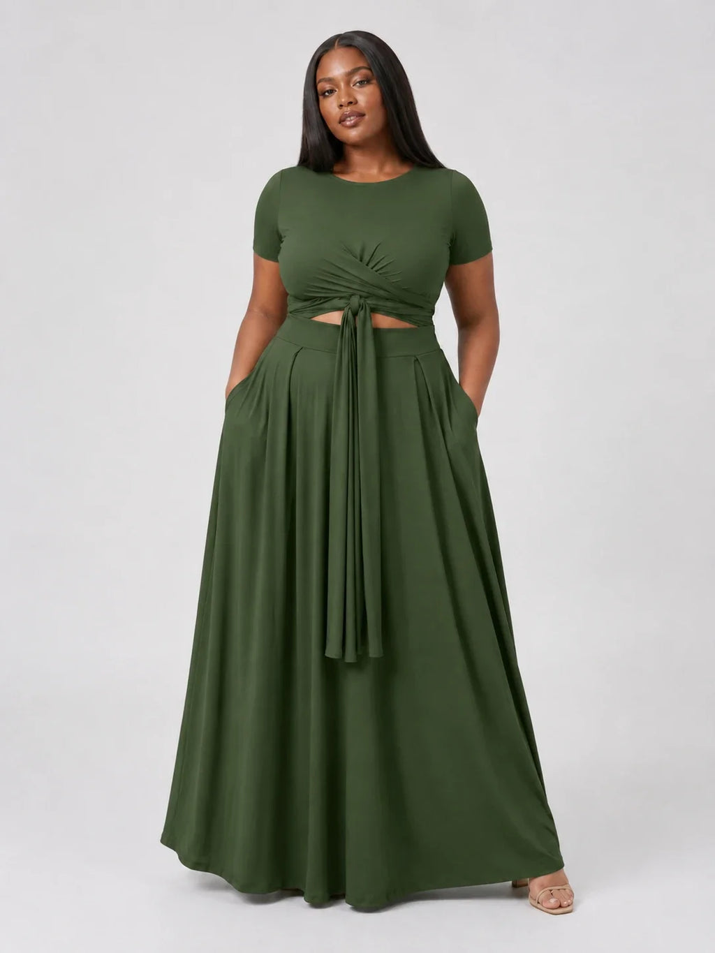 Twist Front Maxi Skirt Set WHD0606426