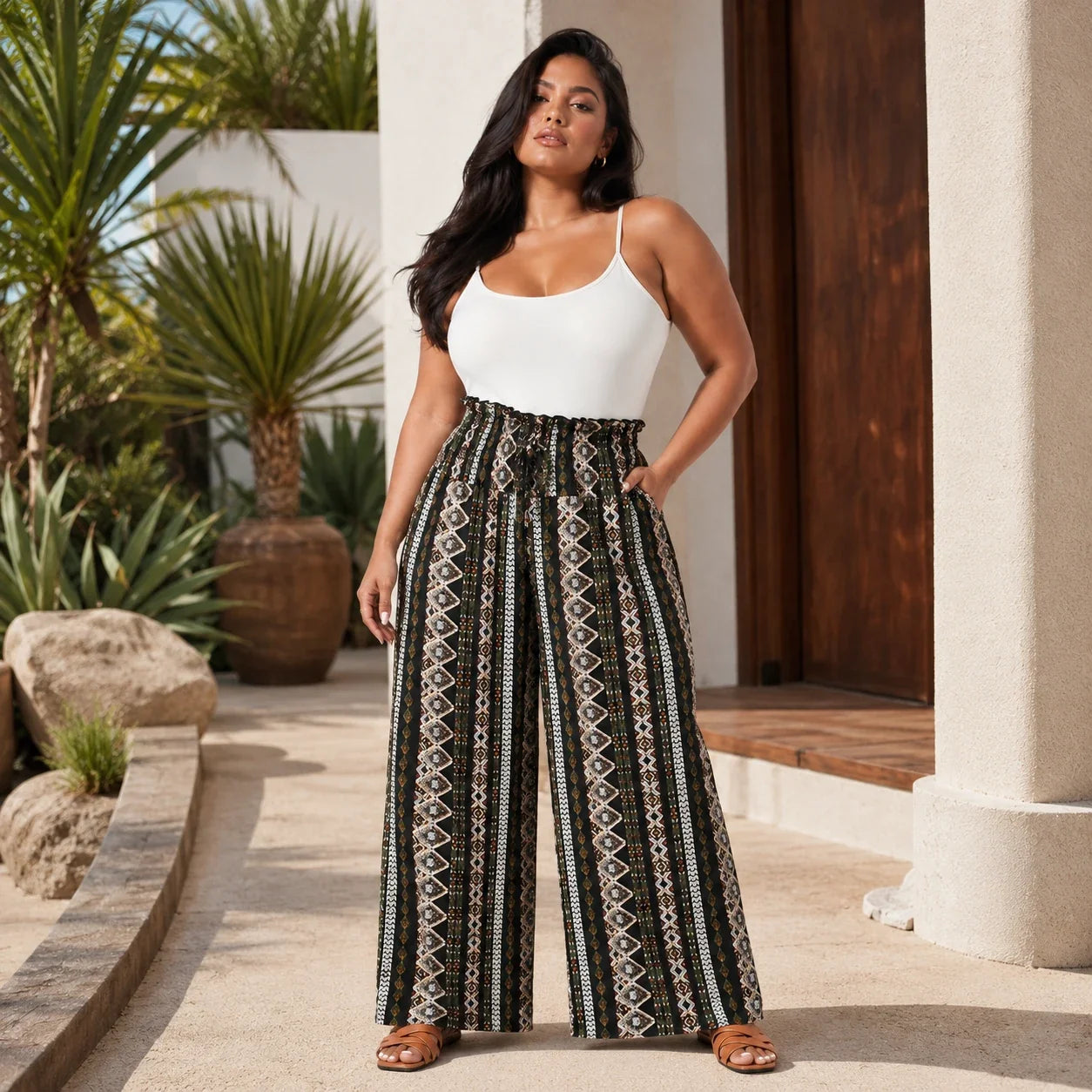 Boho Wide Leg Pants WHD0606428