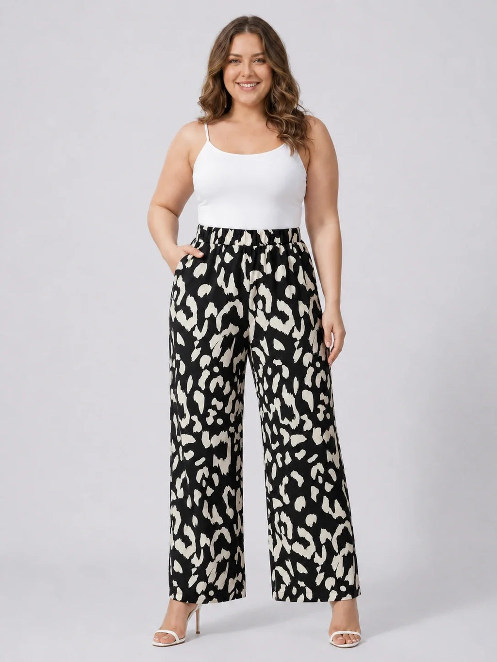 Abstract Print Wide Leg Pants WHD0606429