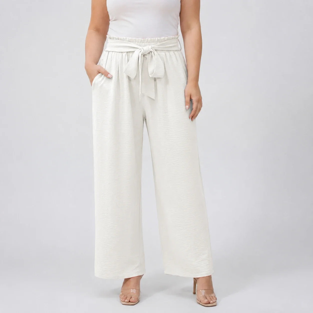 Tie Waist Wide Leg Pants WHD0606430