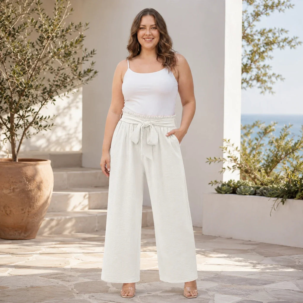 Tie Waist Wide Leg Pants WHD0606430