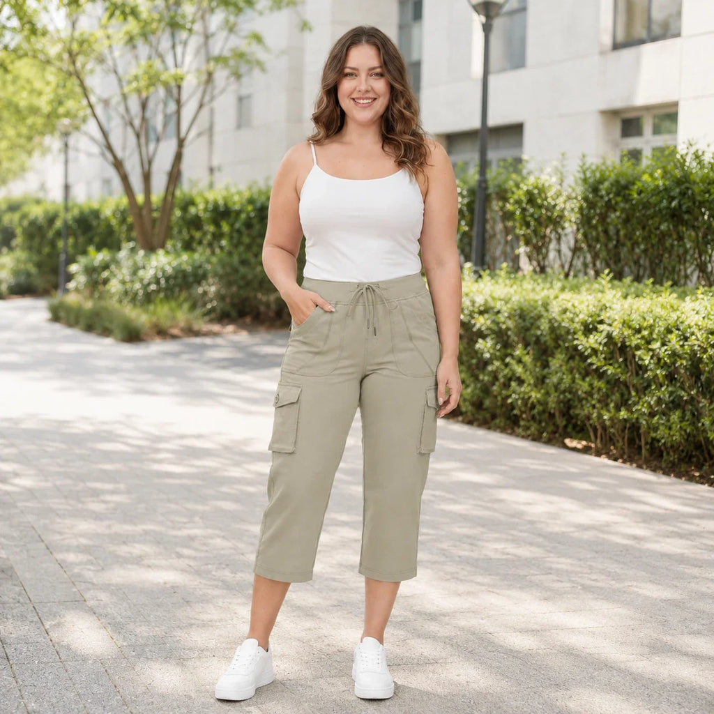 Cargo Drawstring Capri Pants WHD0606432