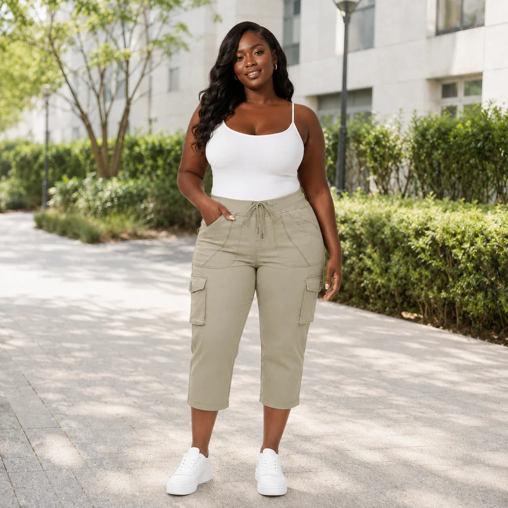 Cargo Drawstring Capri Pants WHD0606432