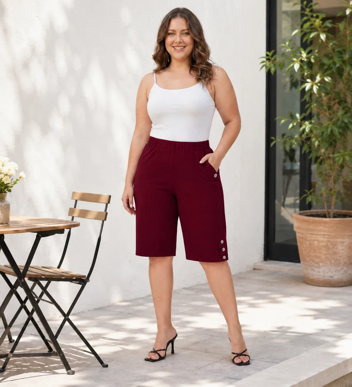 Button Detail Bermuda Shorts WHD0606433