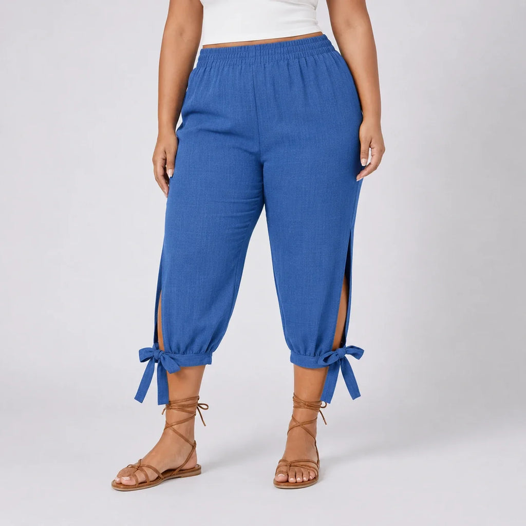 Tie Hem Capri Pants WHD0606434