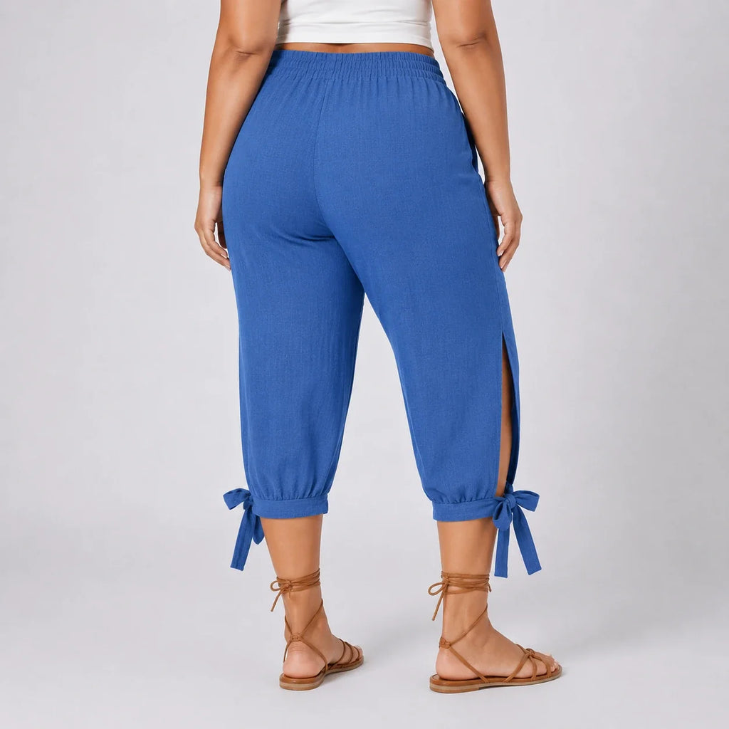Tie Hem Capri Pants WHD0606434