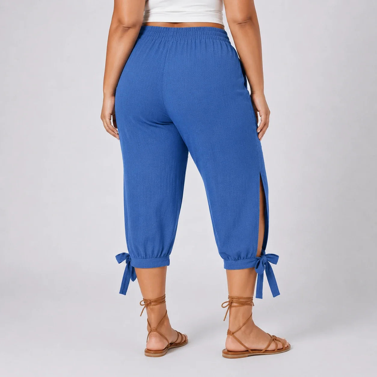 Tie Hem Capri Pants WHD0606434