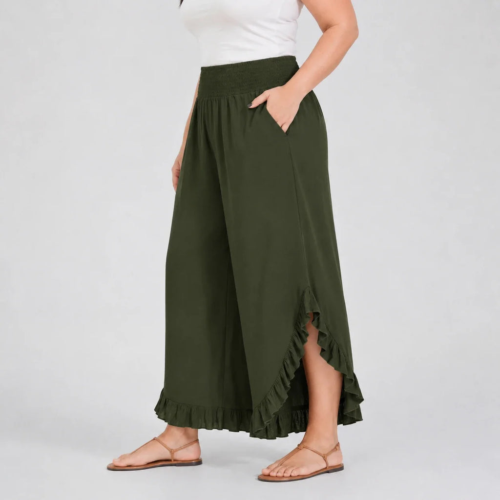 Ruffle Hem Wide Leg Pants WHD0606435