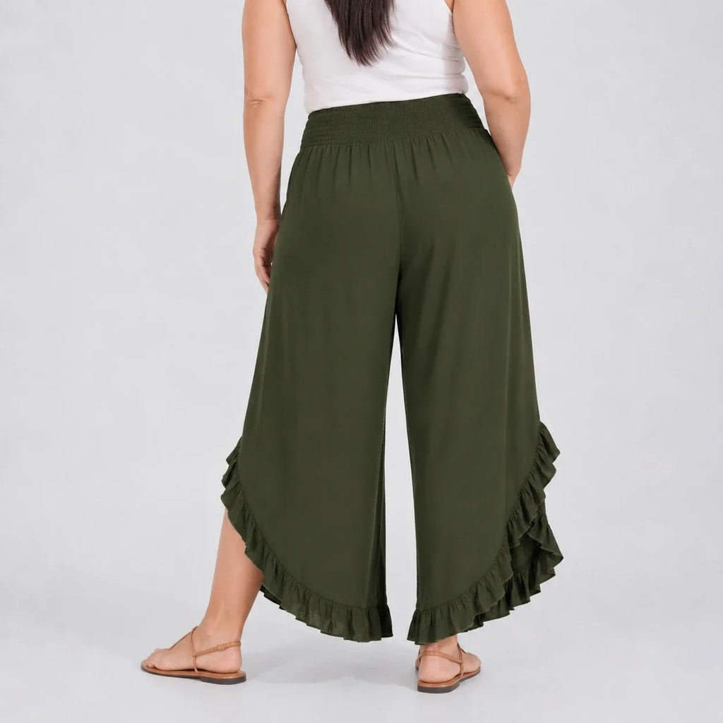 Ruffle Hem Wide Leg Pants WHD0606435