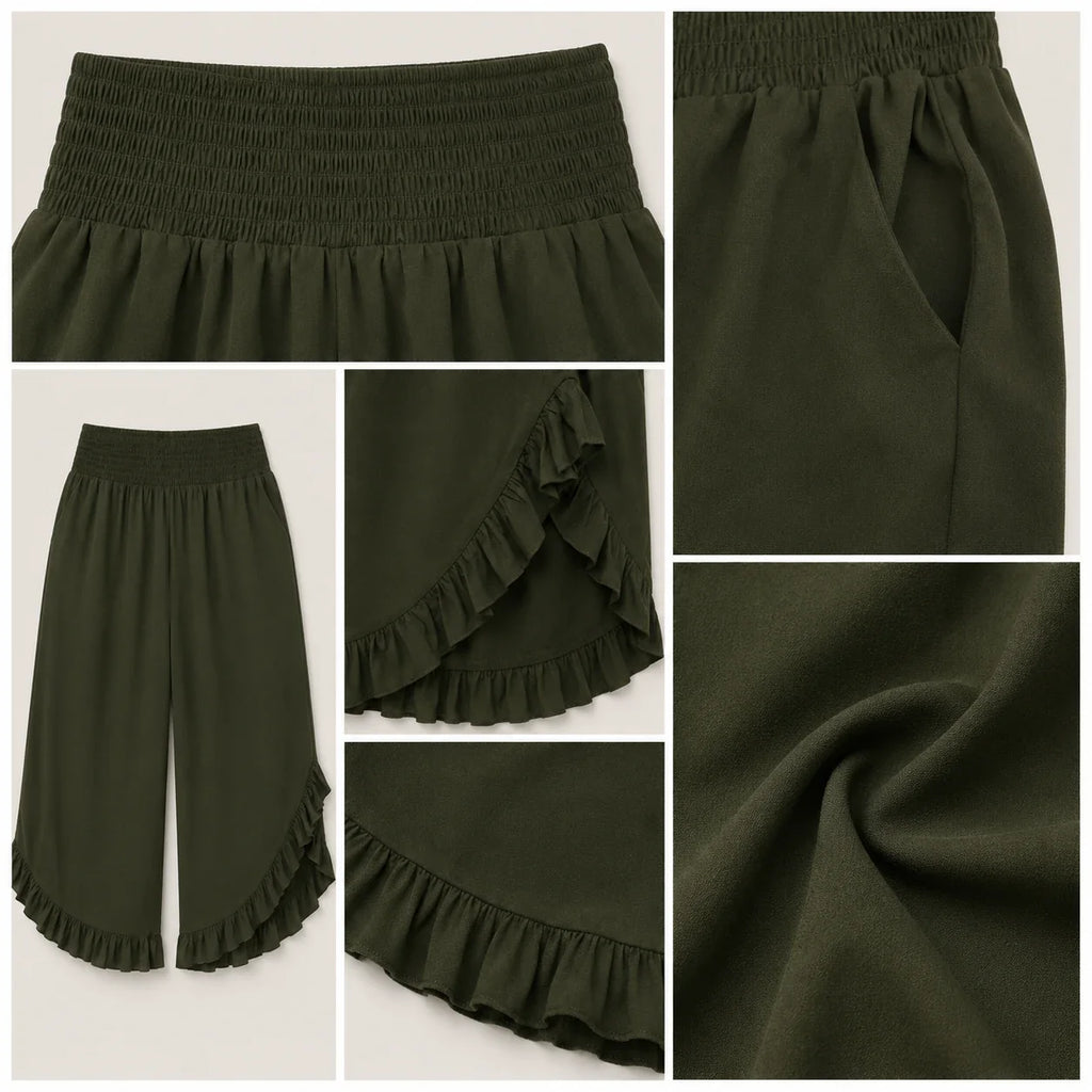 Ruffle Hem Wide Leg Pants WHD0606435