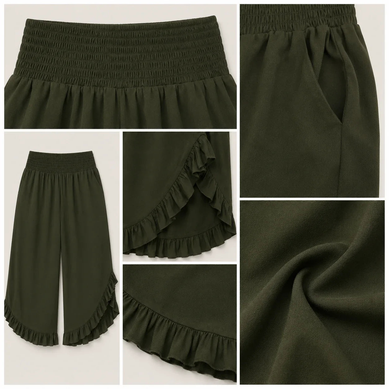 Ruffle Hem Wide Leg Pants WHD0606435