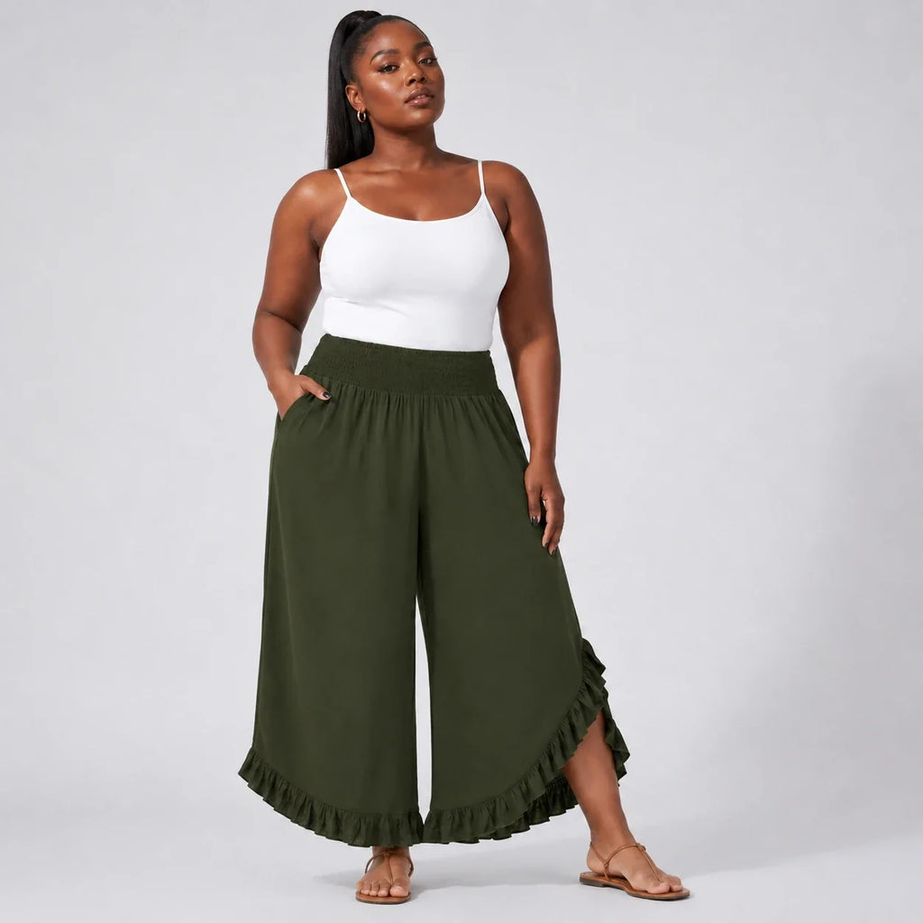 Ruffle Hem Wide Leg Pants WHD0606435