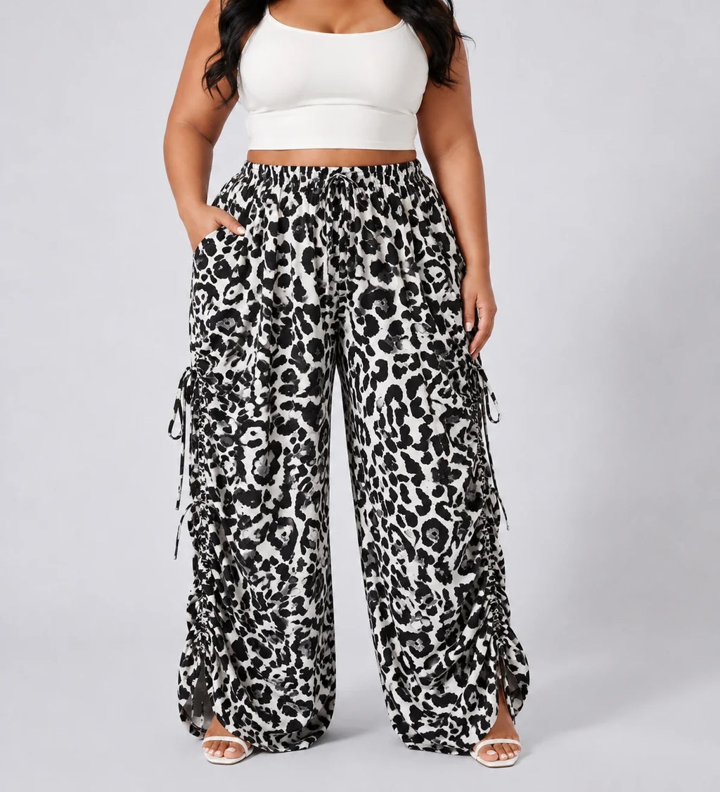 Leopard Print Wide Leg Pants WHD0606436