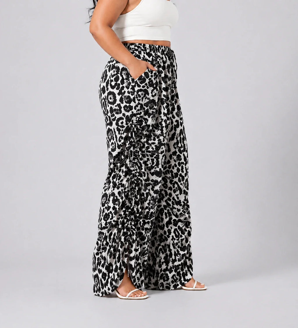 Leopard Print Wide Leg Pants WHD0606436