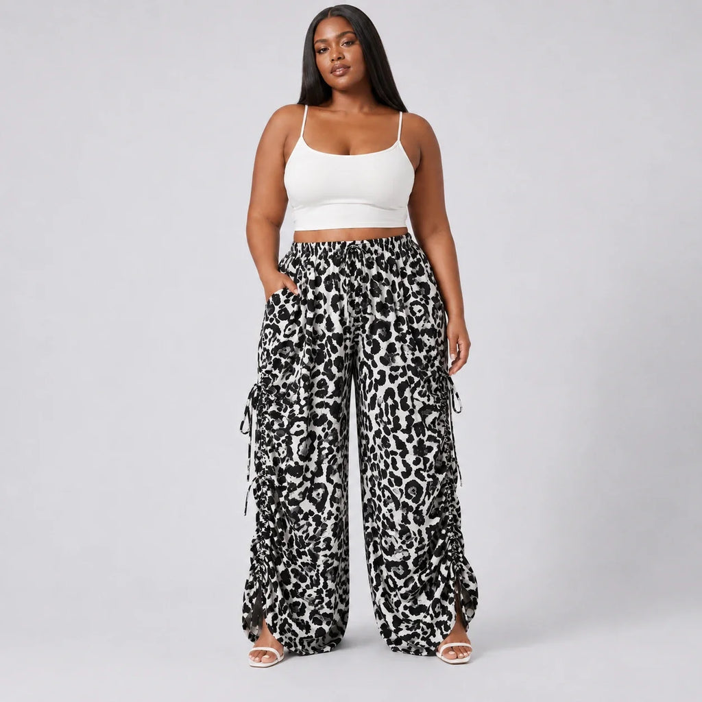 Leopard Print Wide Leg Pants WHD0606436