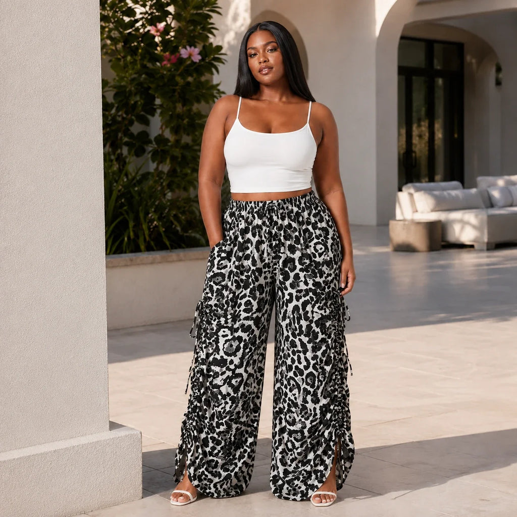 Leopard Print Wide Leg Pants WHD0606436