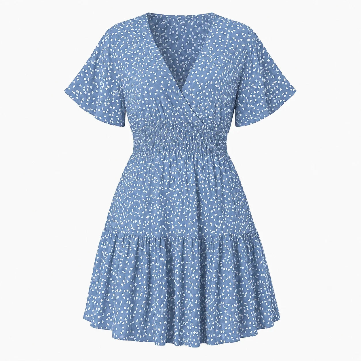 Printed V-Neck Mini Dress WHD0606437