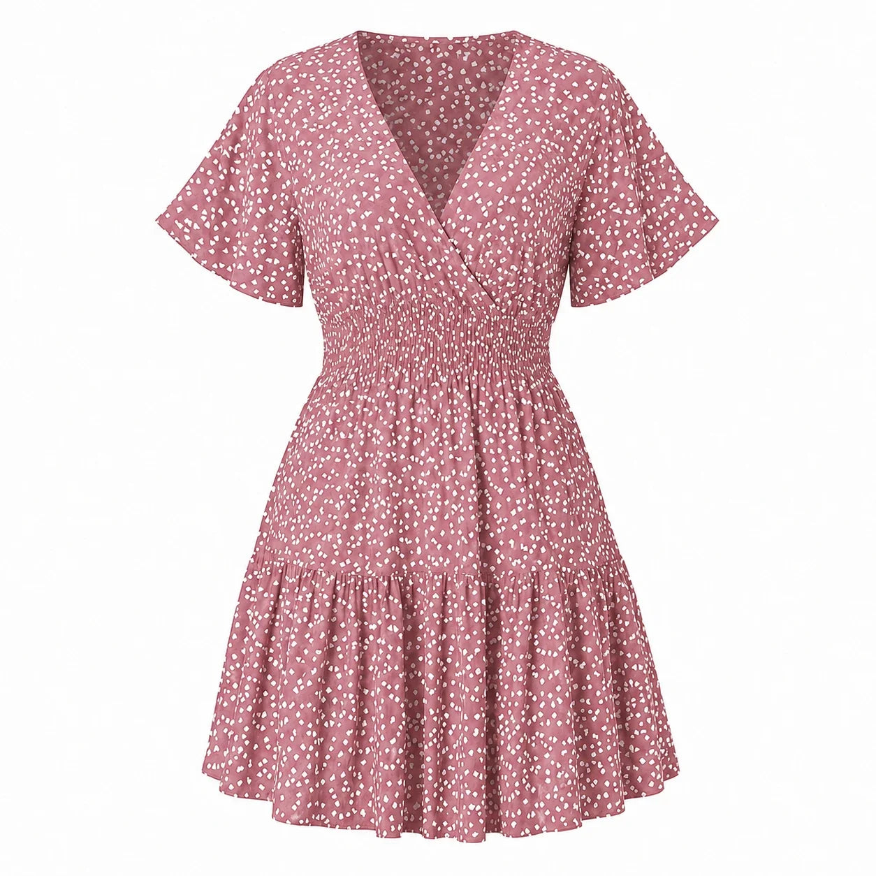 Printed V-Neck Mini Dress WHD0606437