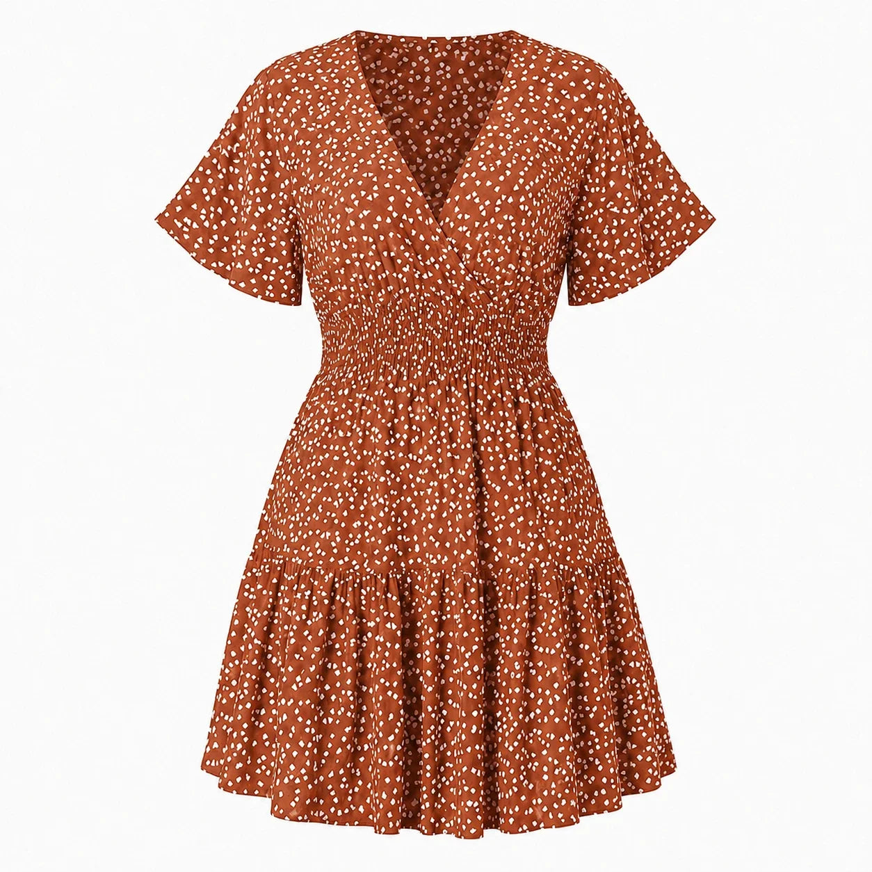 Printed V-Neck Mini Dress WHD0606437