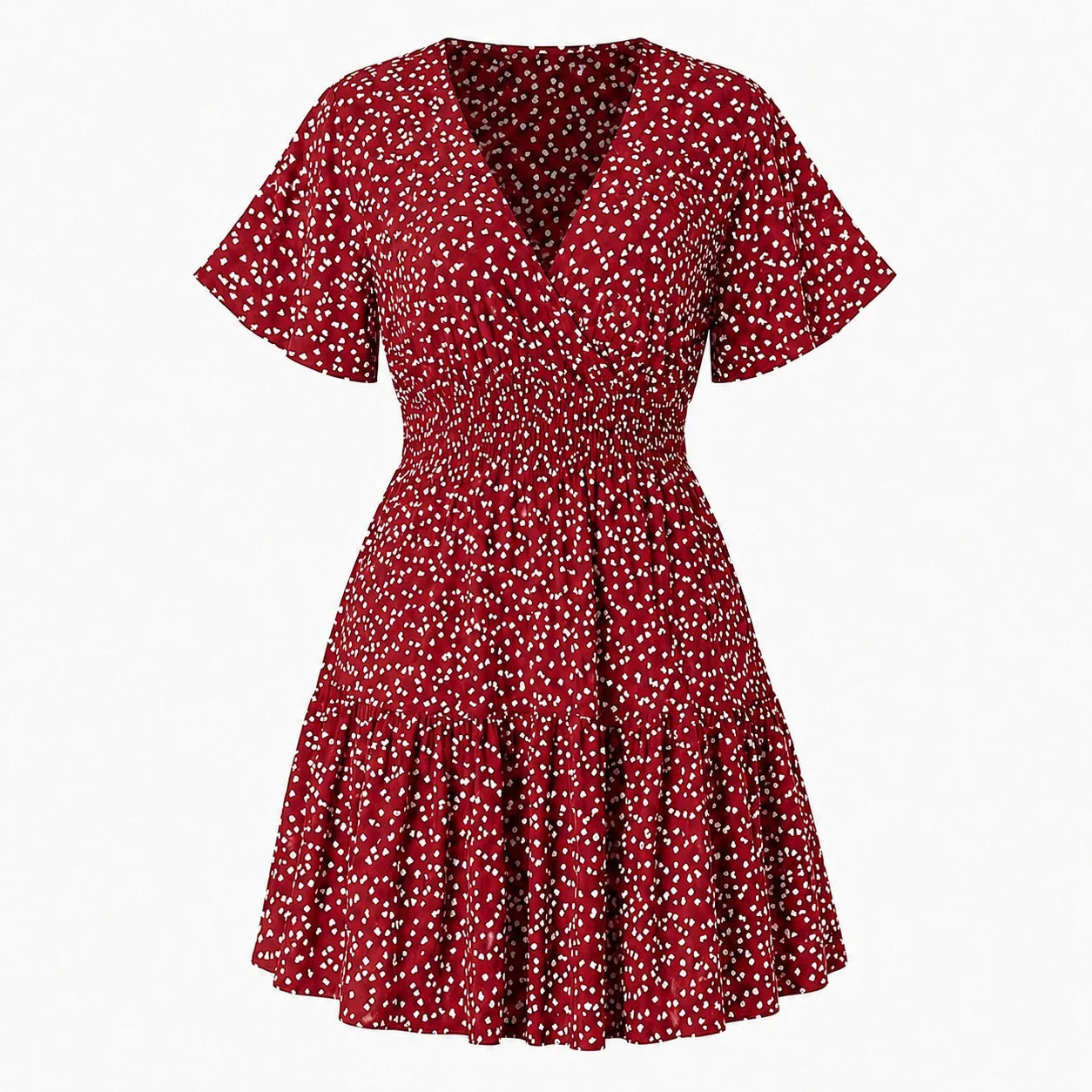 Printed V-Neck Mini Dress WHD0606437