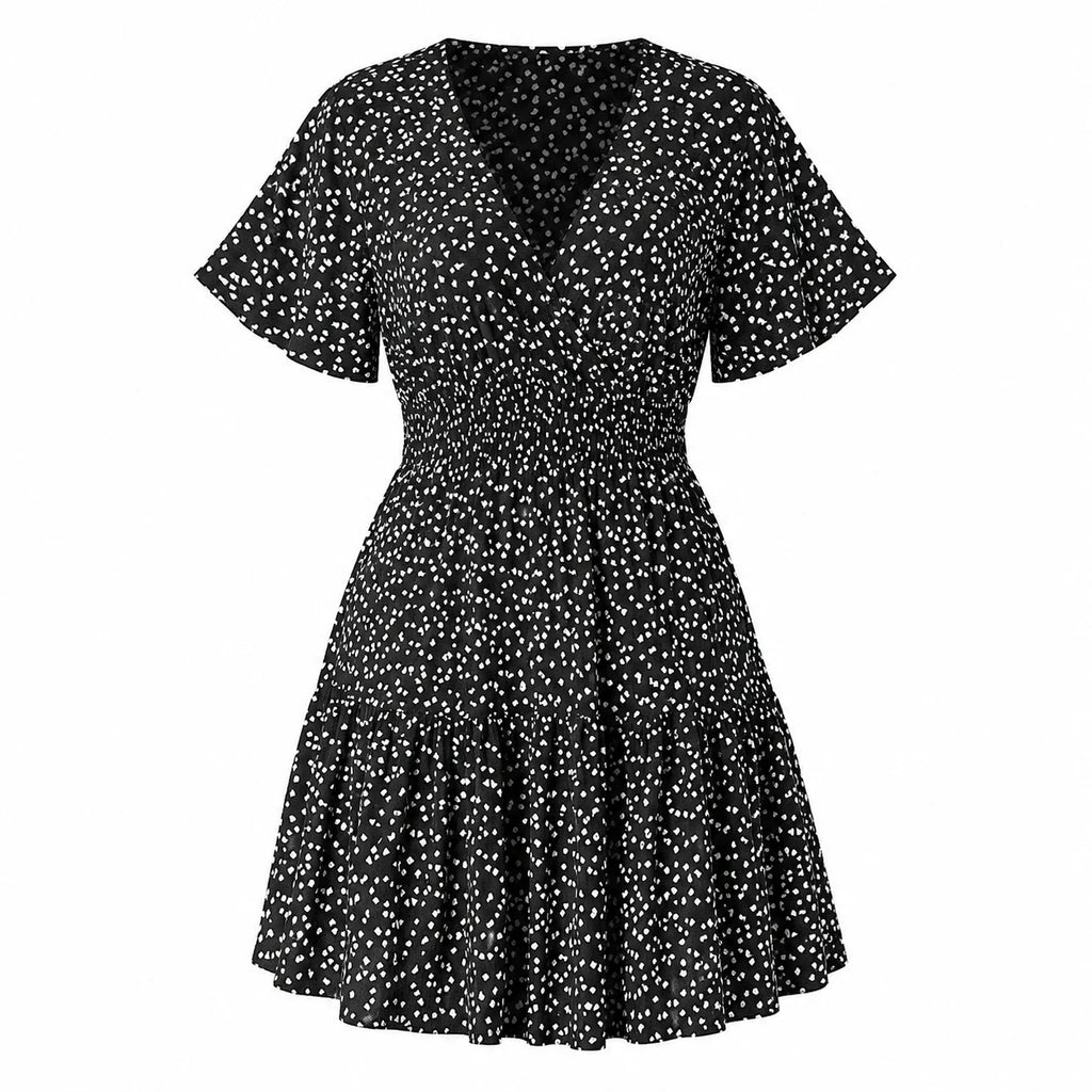 Printed V-Neck Mini Dress WHD0606437